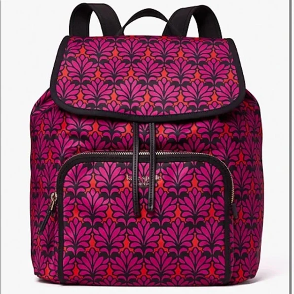 Kate Spade ♠️ Little Better Sam brocade-printed fabric medium backpack Kate Spade nylon backpack (little better Sam) + will a  main image 3